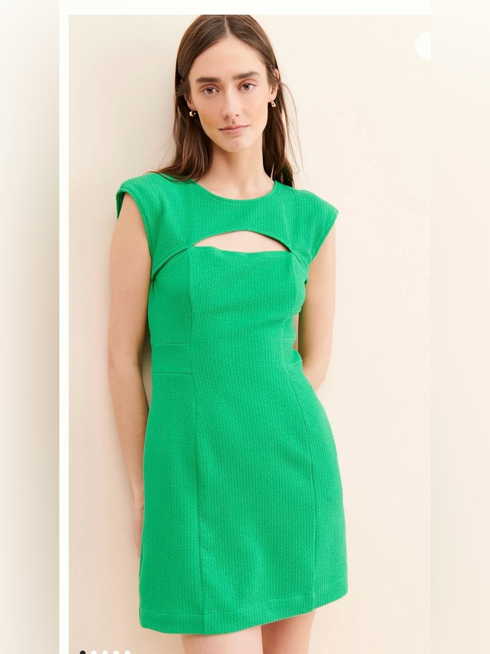 Maeve Anthropologie Green Textured Cutout Sheath Mini Dress NWT Size Large